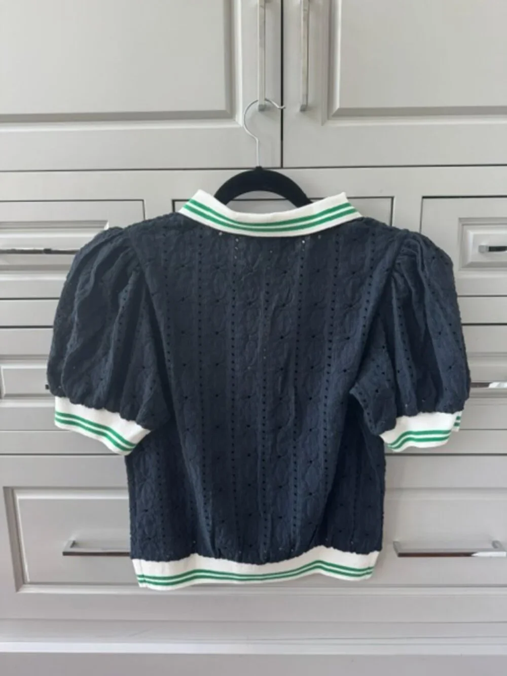 NWT Maeve Puff-Sleeve Lace Polo Top - Picture 10 of 13